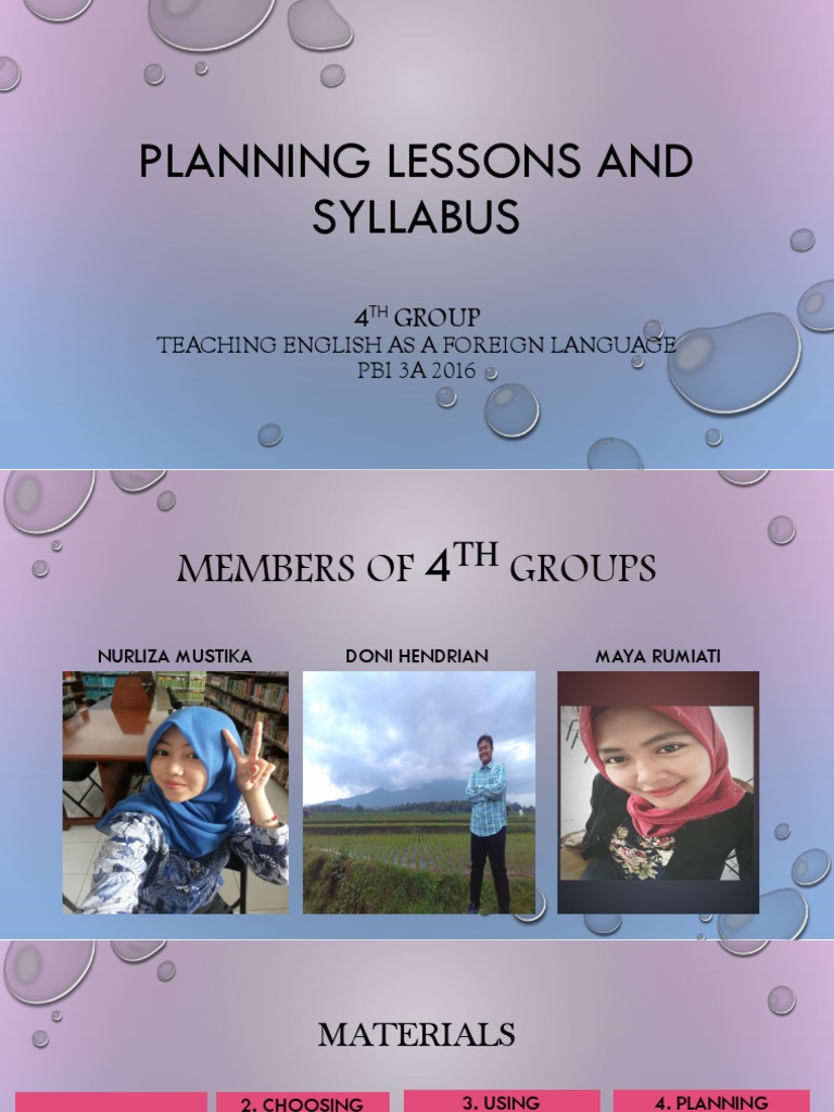 Planning Lessons and Syllabus: 4 Group | PDF | Textbook | Lesson Plan