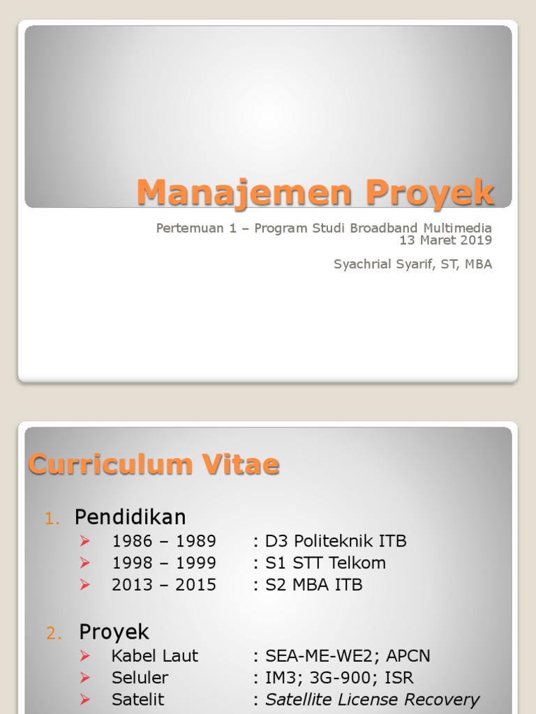 2019-0313 PNJ PM Pertemuan 1 | PDF | Project Management | Project Manager