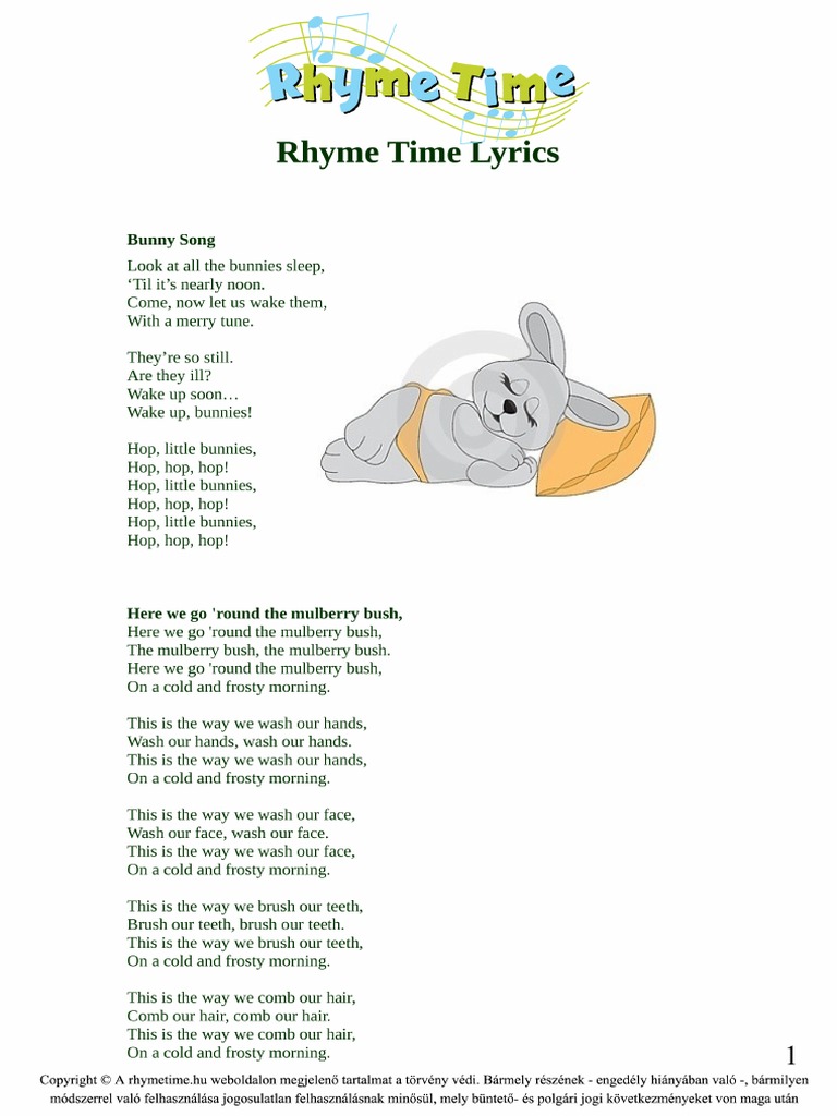 Sleeping Bunnies Song Lyrics Alicia As She Sings Sleeping Little
