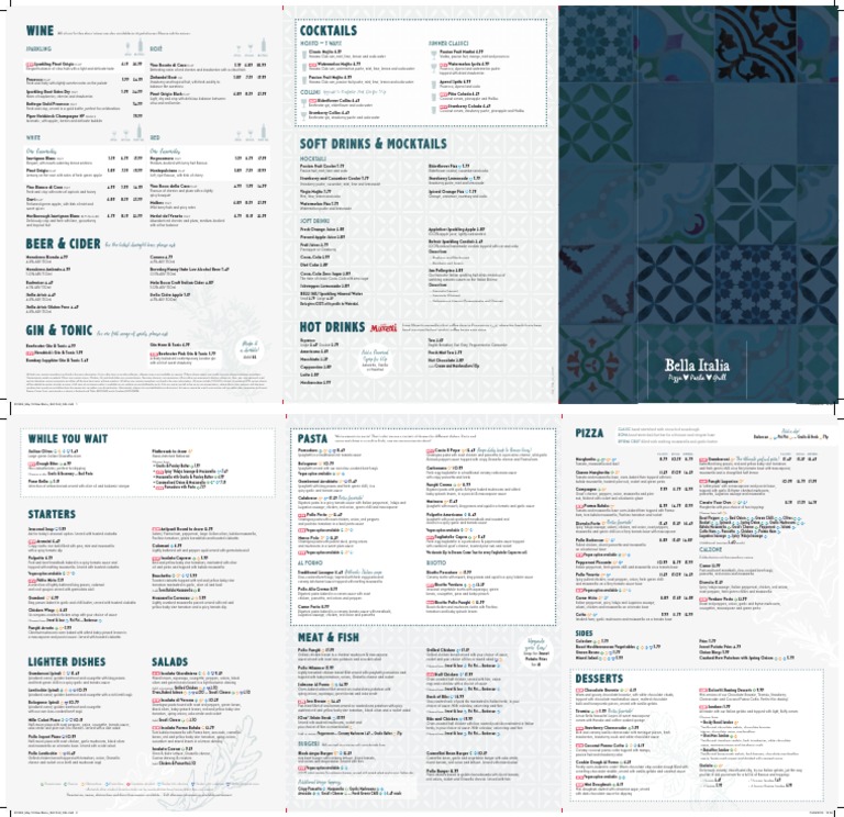 Bella Italia Menu Ss | PDF | Pesto | Rose