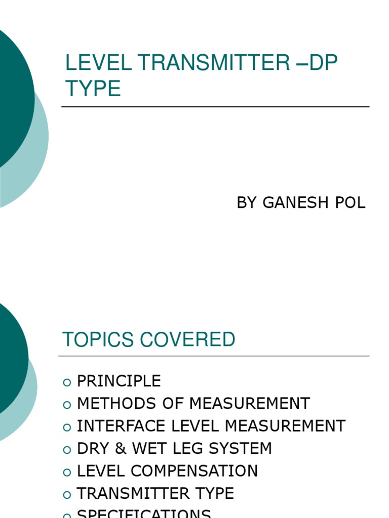 DP Type Level Transmitter Overview | PDF | Pressure Measurement | Pressure