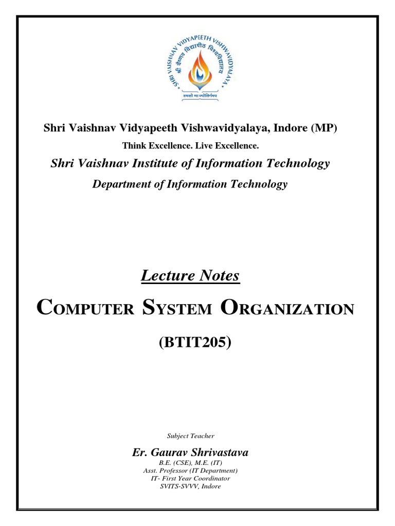 CSO Lecture Notes (1 To 5 Unit) | PDF | Central Processing Unit | Input ...