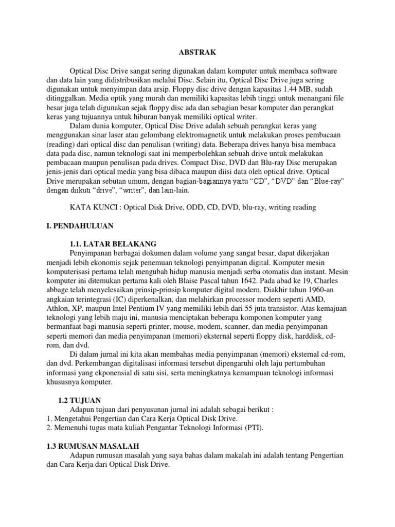 Pengertian dan Cara Kerja Optical Disk Drive PDF