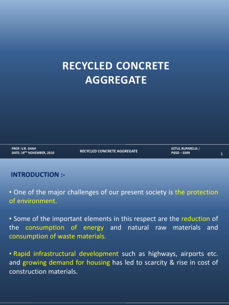 Benefits of Recycled Concrete Aggregate | PDF | Construction Aggregate ...