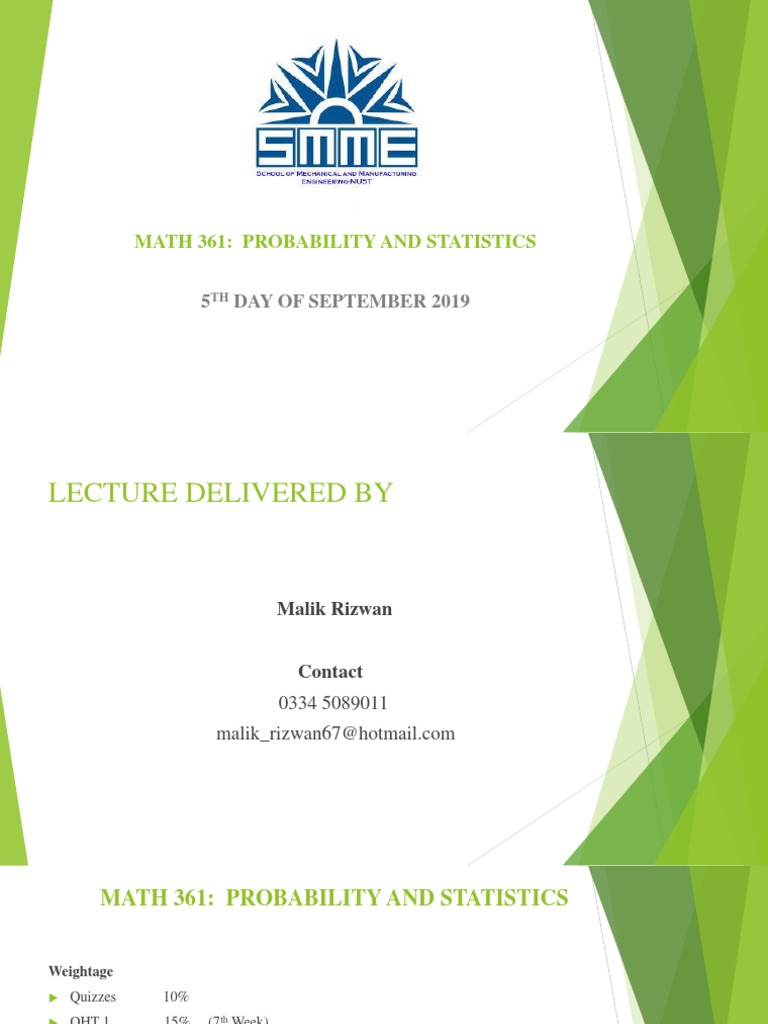 MATH 361: Probability & Statistics Overview | PDF | Histogram | Statistics