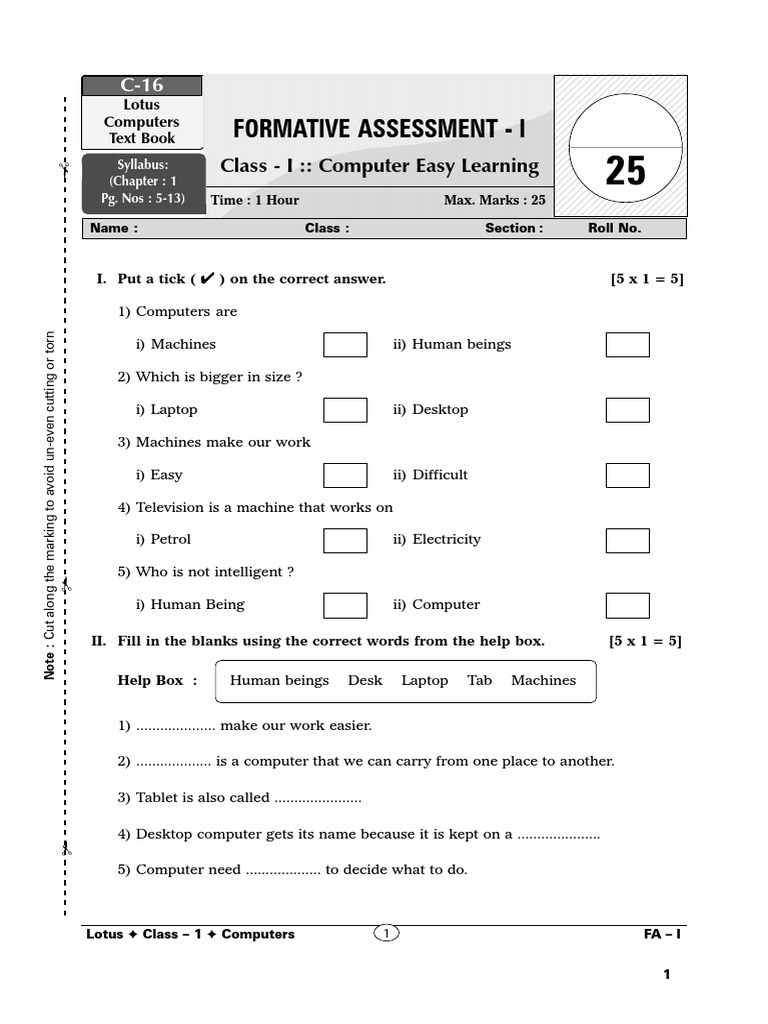 1st Class-Computer SA&FA | PDF | Desktop Computer | Computer Keyboard