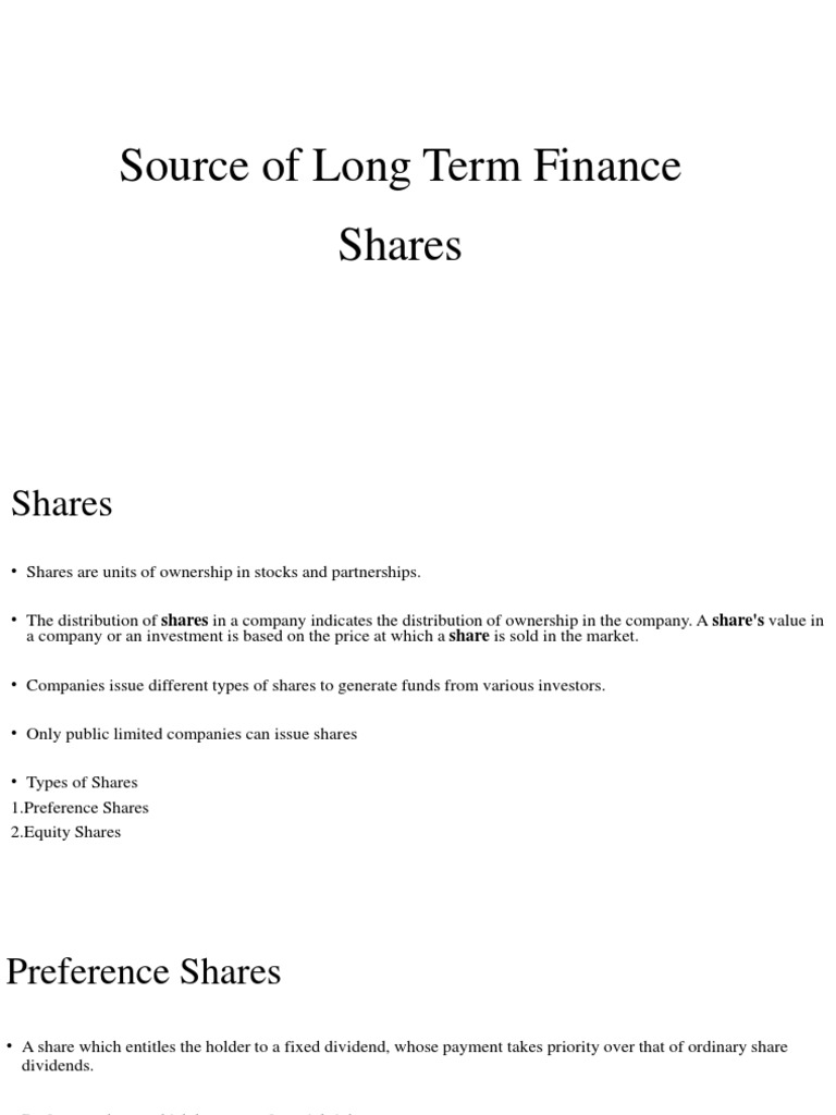 Source of Long Term Finance | PDF | Preferred Stock | Stocks