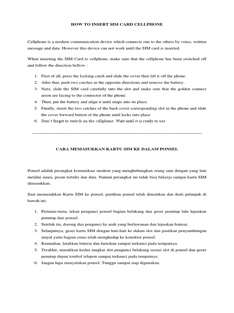 How To Insert Sim Card Cellphone Mobile Technology Optical Devices