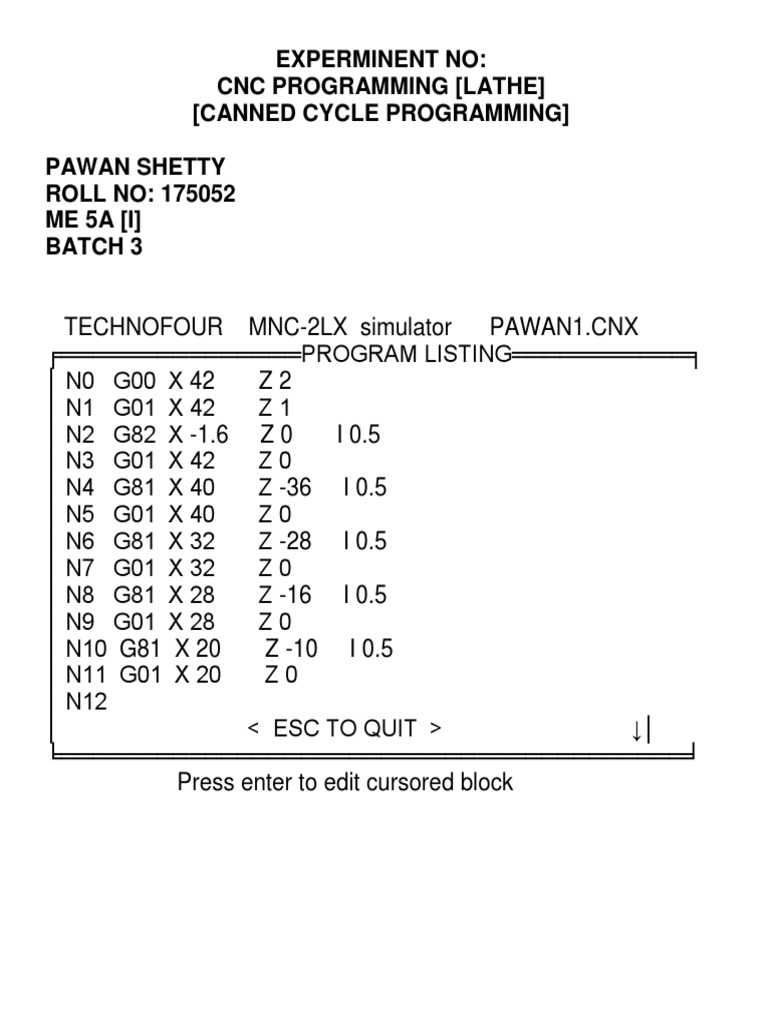 CNC Lathe Canned Cycle Programming | PDF | Technology & Engineering