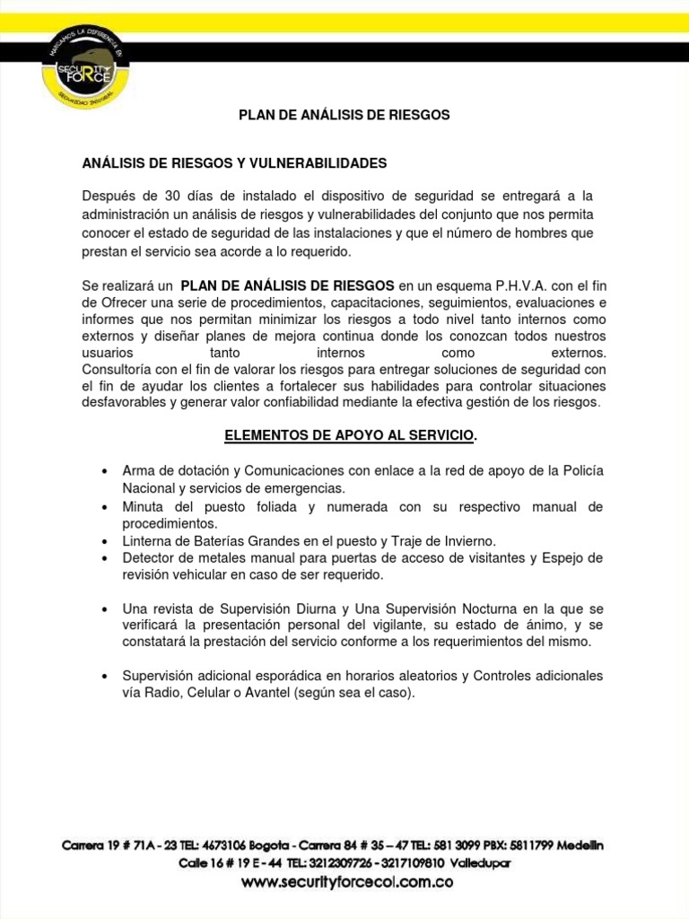 Plan de Análisis de Riesgos en Seguridad | PDF | La seguridad ...