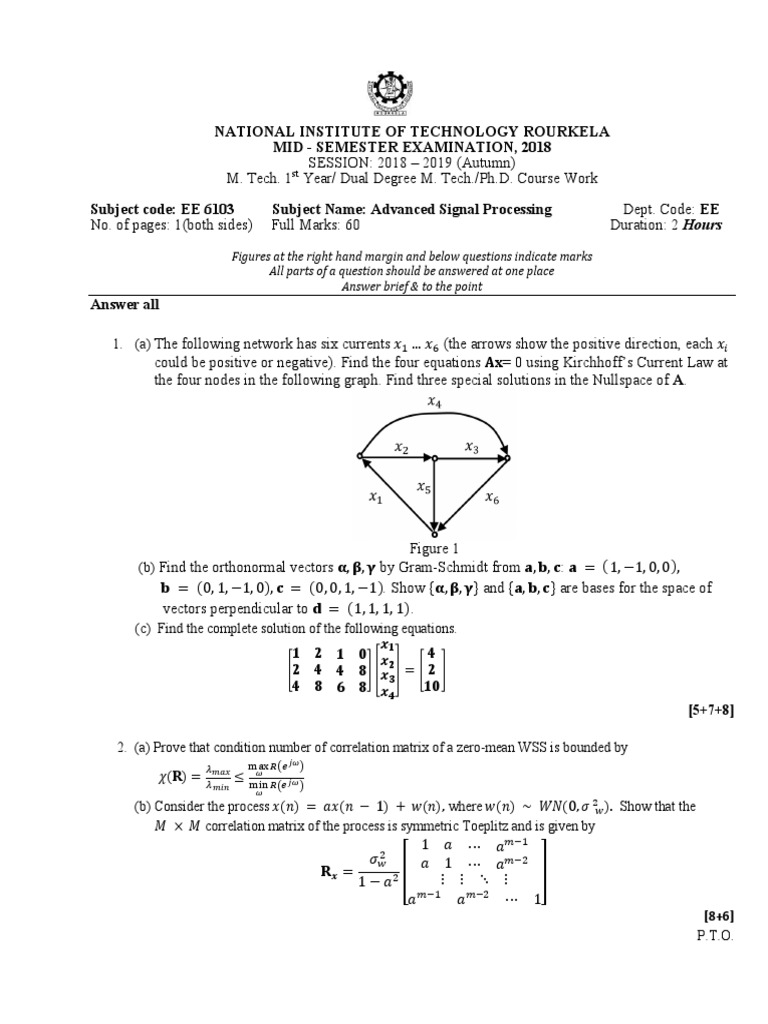 NIT Rourkela M.Tech Exam Paper 2018 | PDF | Electrical Engineering ...