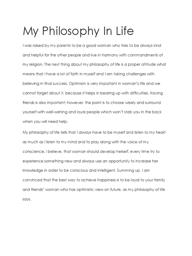 example of philosophy in life of a student essay