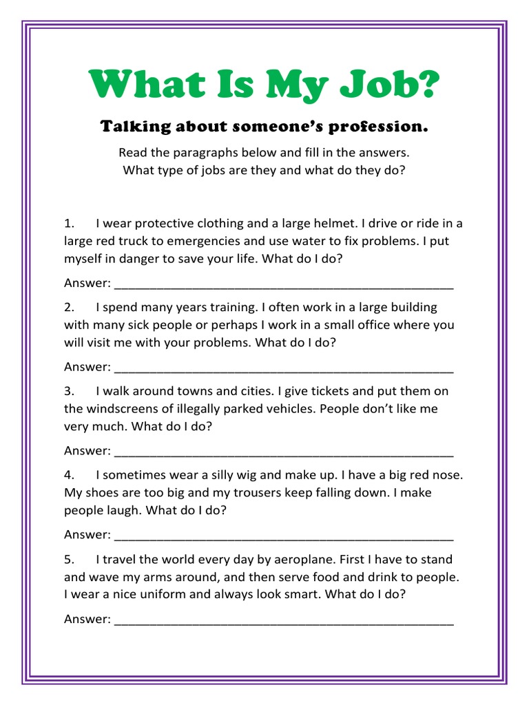 What Is My Job?: Talking About Someone's Profession | PDF