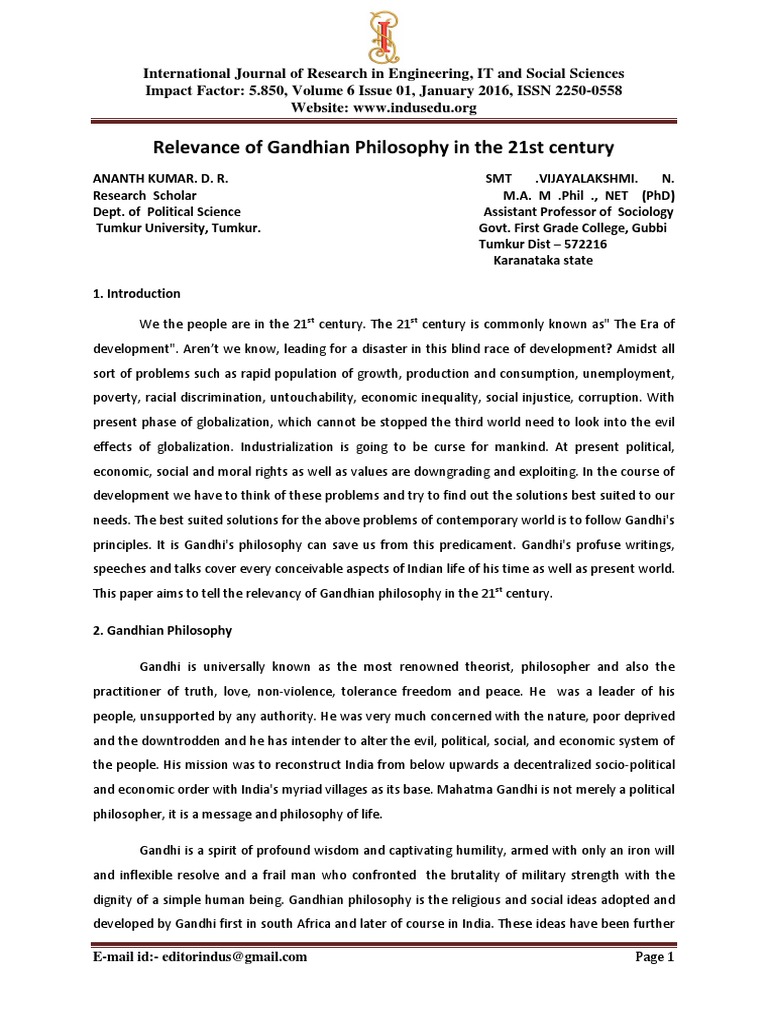 Gandhian Philosophy's 21st Century Relevance | PDF | Mahatma Gandhi ...