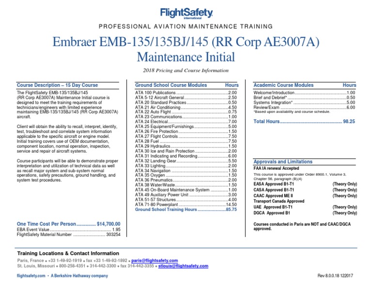 Embraer 135/145 Maintenance Training | PDF | Aviation | Aeronautics
