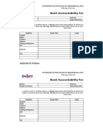 Book Accountability Form: Subjects Book Title Code