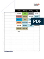 Timetable Monday To Friday in Colour