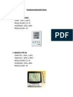 Termohigrometros Especificaciones