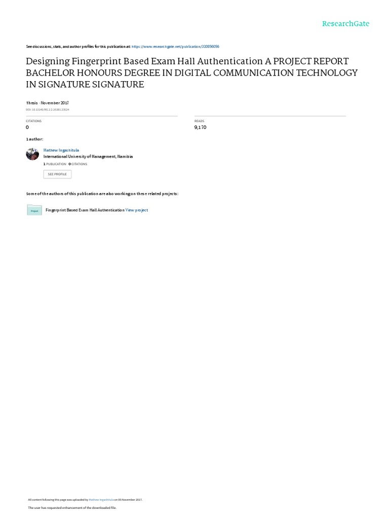 Fingerprint Exam Authentication Report | PDF | Biometrics | Authentication