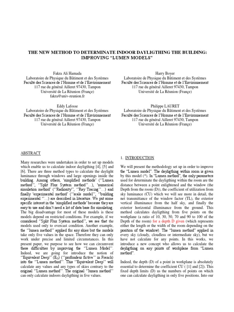 A New Method To Calculate Indoor Natural PDF PDF Lighting Electrodynamics