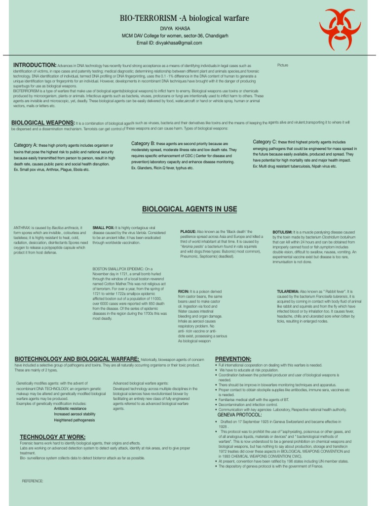 BIO-TERRORISM - A Biological Warfare: Biological Agents in Use | PDF ...