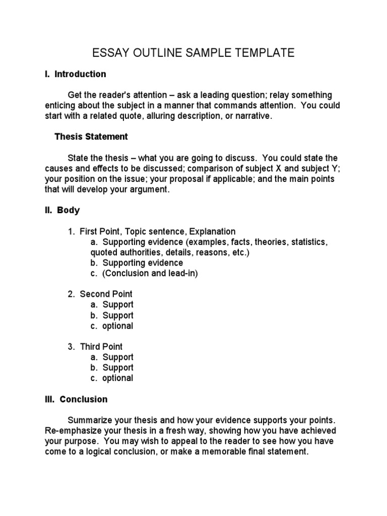 Writing - Essay Outline Sample Template | PDF | Art