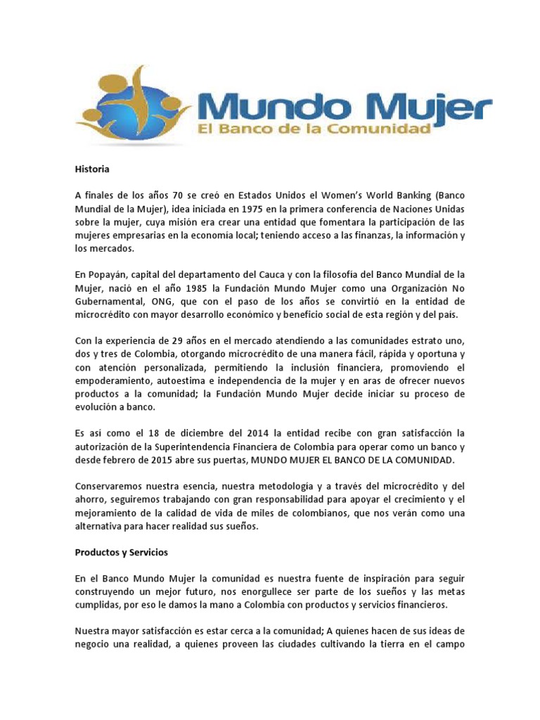 Banco Mundo Mujer | PDF | Tarjeta de débito | Póliza de seguros