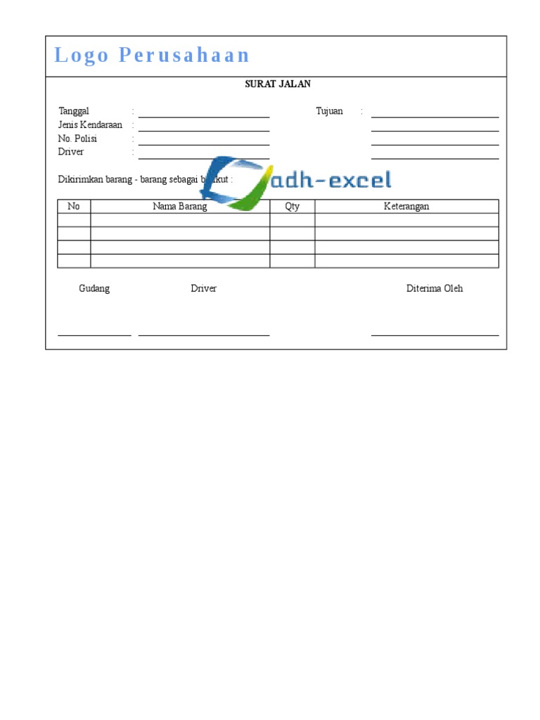Surat Jalan Excel