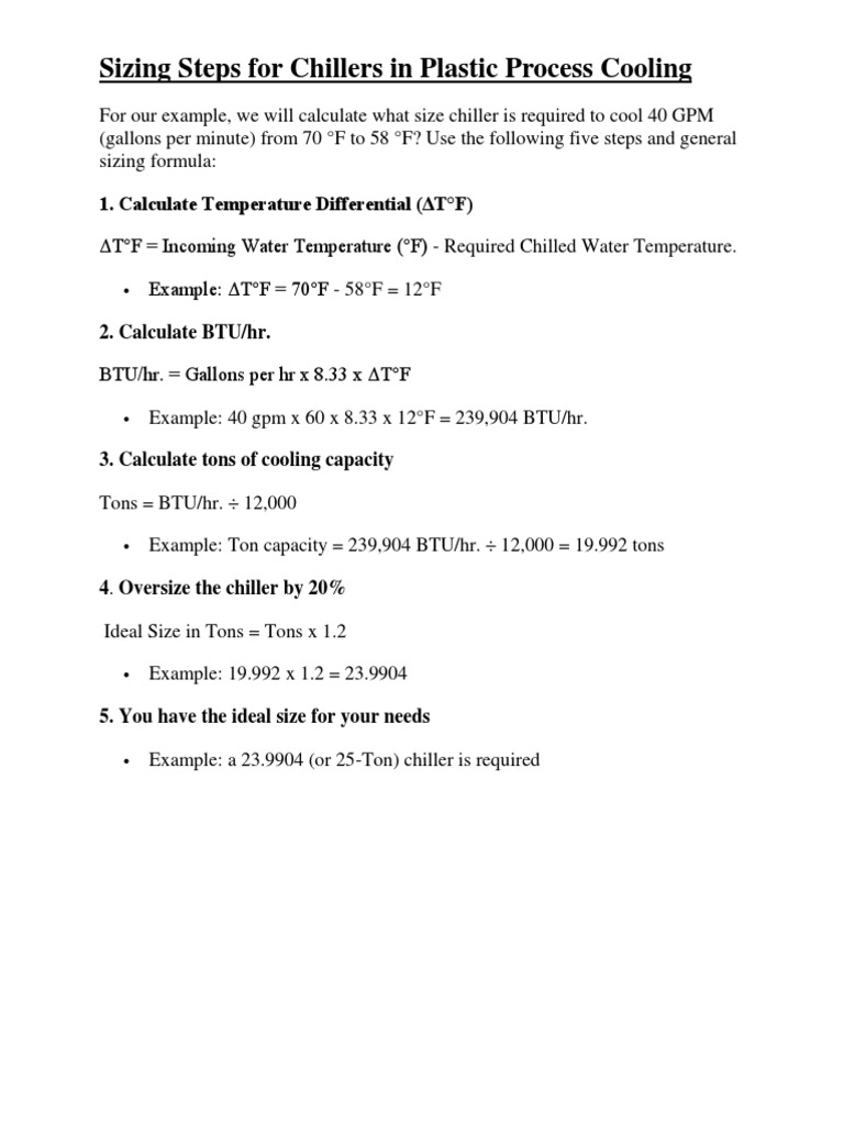 Chiller Sizing for Plastic Cooling | PDF | Ton | Air Conditioning