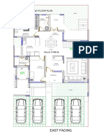 Ground floor plan for Villa Type B with living room, bedrooms, kitchen and outdoor areas