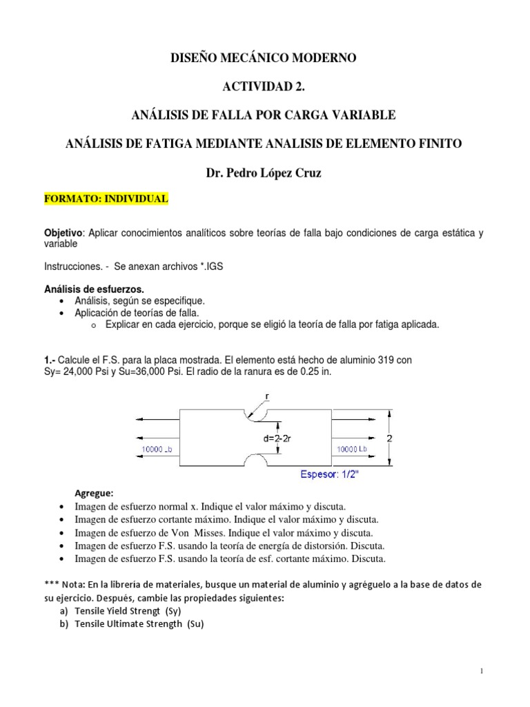 Análisis de Fatiga en Diseño Mecánico | PDF | Fatiga (material ...