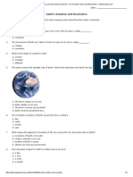 Earth's Rotation and Revolution (Grade 6) - Free Printable Tests and Worksheets PDF