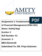 Assignment 1: Fundamentals: of Financial Management (FIBA 201)