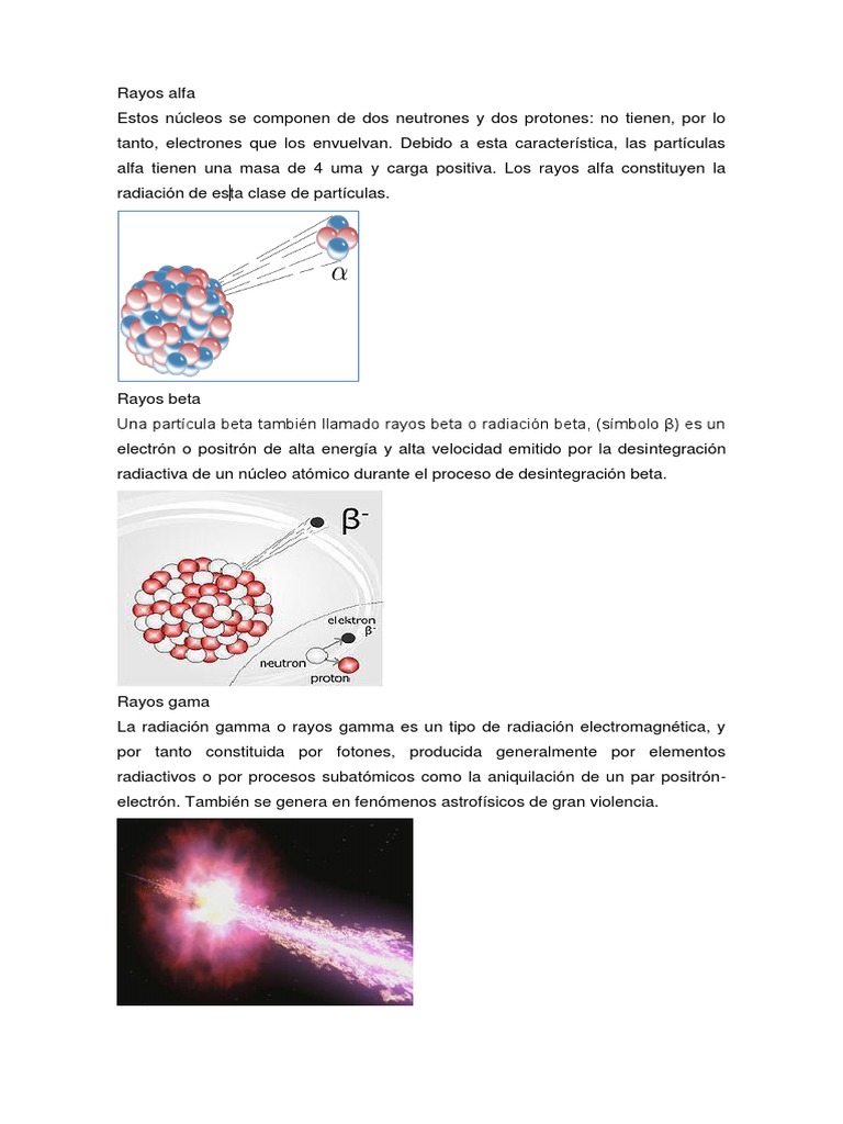 Radiaciones alfa, beta y gamma | PDF | Rayo gamma | Desintegración ...