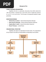 Management Plan: Operations Manager