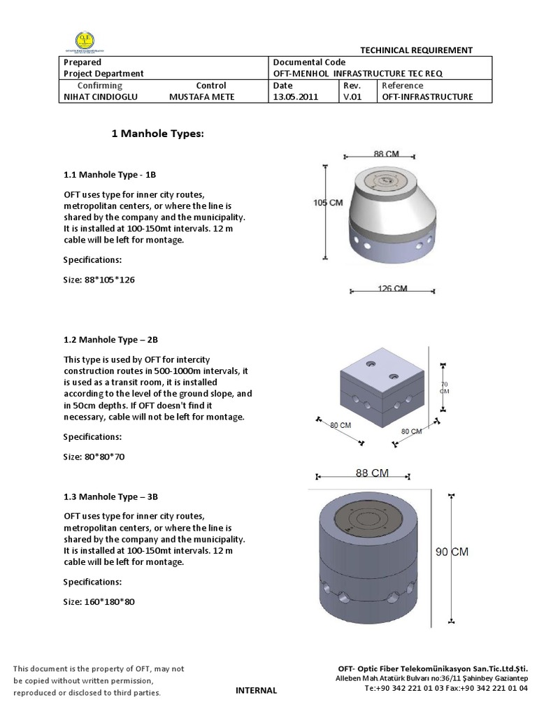 OFT Manhole Infrastructure Technical Specs | PDF | Materials | Building ...