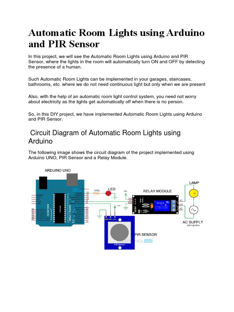 Automatic Room Lights Using Arduino and PIR Sensor | PDF | Computers ...