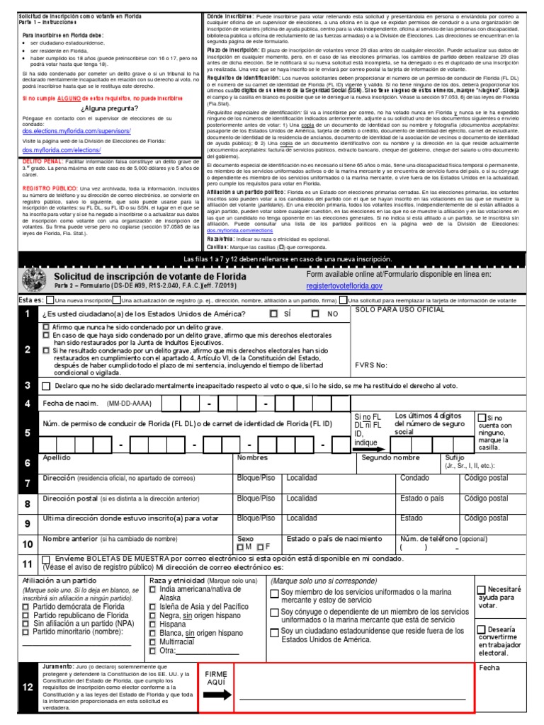Voter Registration Application (Spanish) PDF Votación Democracia