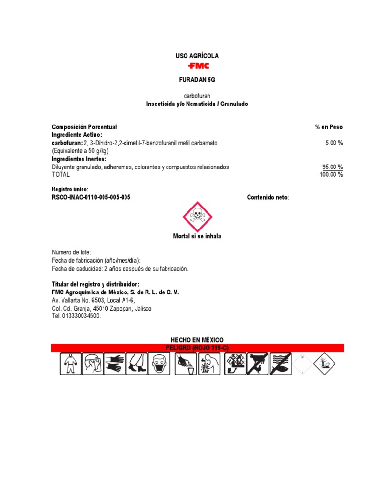 Furadan 5G: Insecticida y Nematicida | PDF | Pesticida | Agua