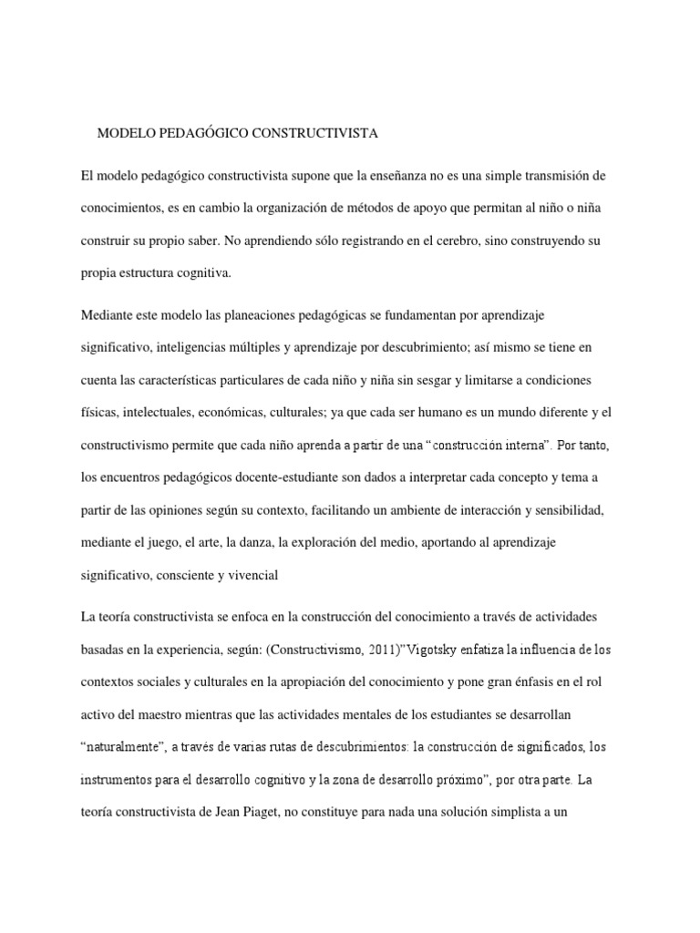 Modelo Pedagógico Constructivista | PDF | Constructivismo (filosofía de ...