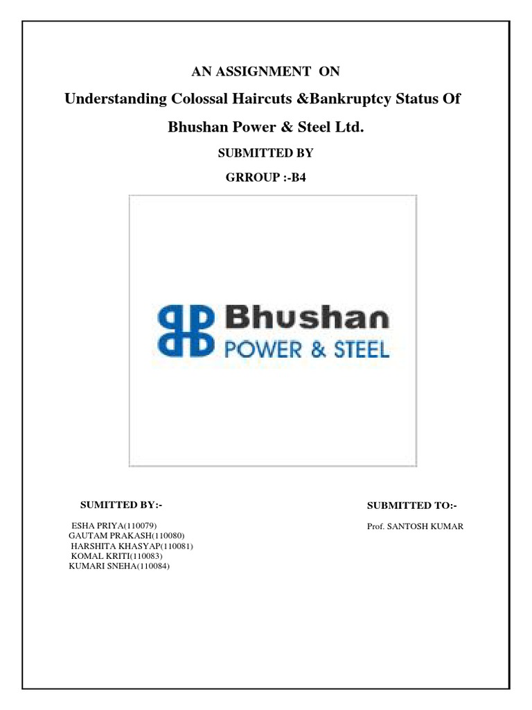 Bhushan Power & Steel LTD PDF Financial Statement Bankruptcy