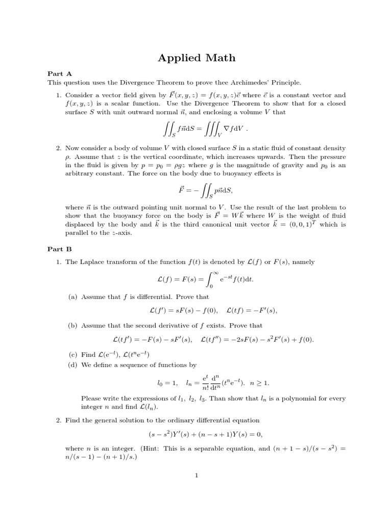 18秋appliedmath1 Buoyancy Theoretical Physics