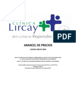 Arranceles Clinica Lircay 2019