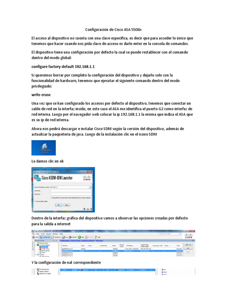 Guía de Configuración Cisco ASA 5506x | PDF | Dirección IP | Protocolos ...