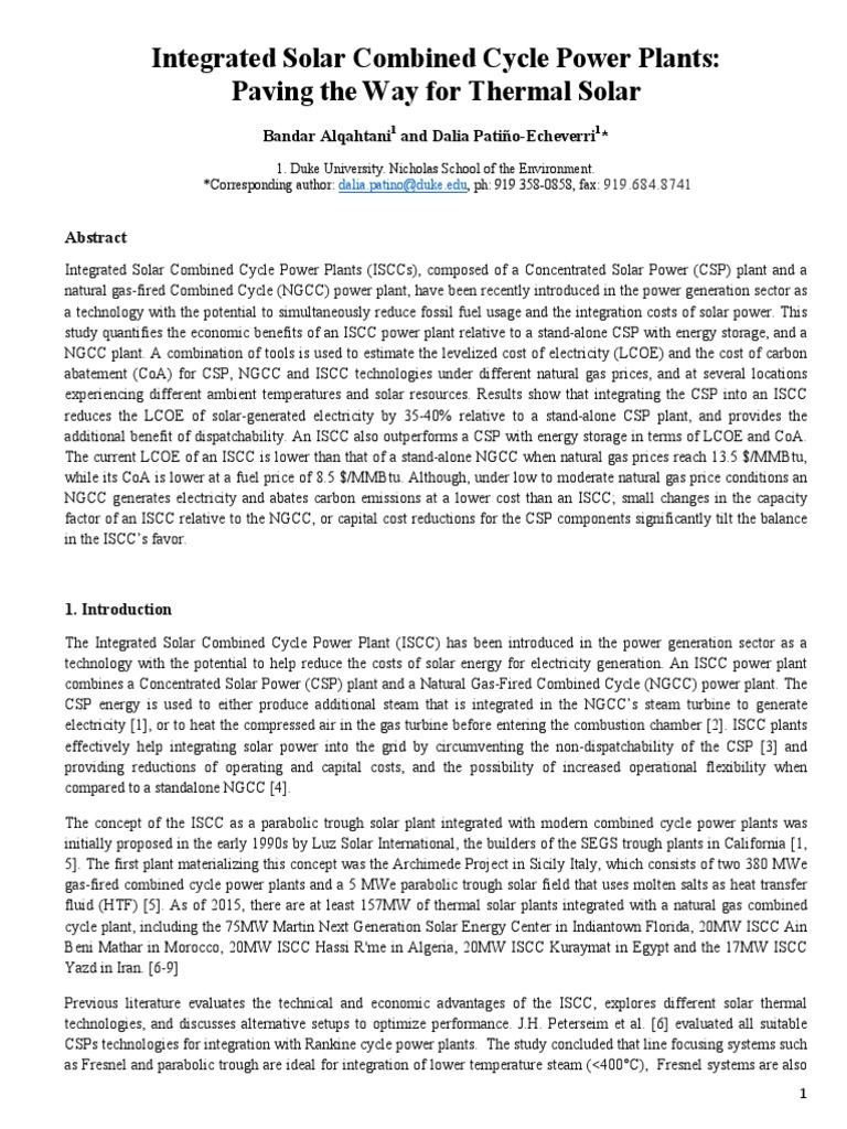 Integrated Solar Combined Cycle Power Plants Paving The Way For