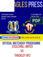 Eccleshill United Vs Thackley Match Programme