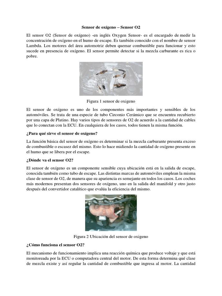 Ubicación y Funcionamiento del Sensor O2 | PDF | Caldera | Sensor