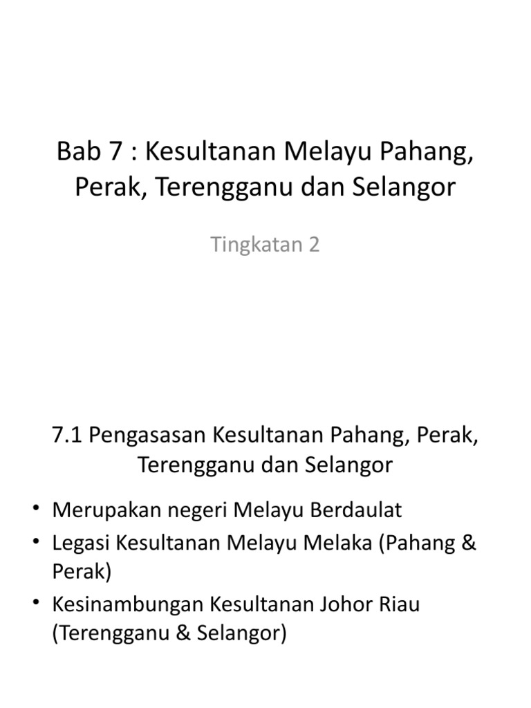 Bab 7 Kesultanan Pahang Perak Terengganu Selangor Pdf