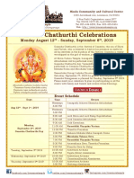 Ganesha Chathurthi Celebrations: Monday August 12 - Sunday, September 8, 2019