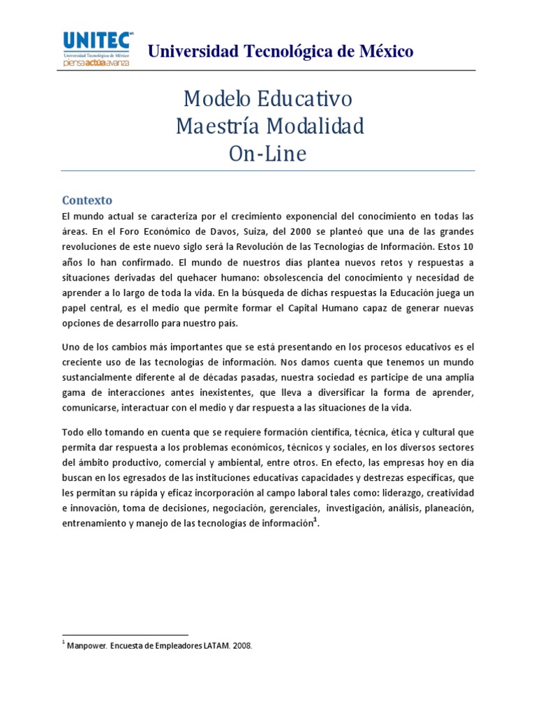 Modelo Educativo Unitec 2 PDF | PDF | Aprendizaje | Maestros